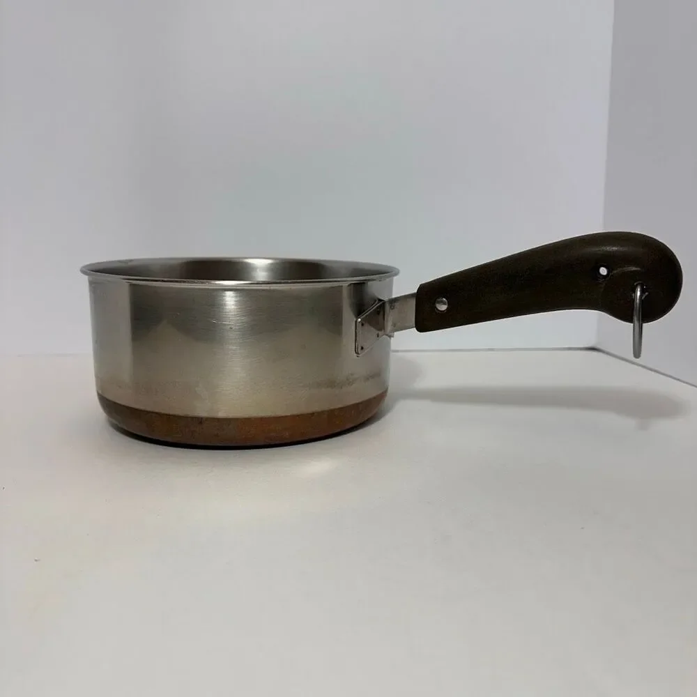 Vintage Revere Ware 2 Quart Saucepan Stainless Steel Body Copper Bottom Pre 1068